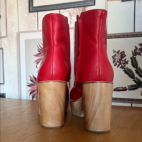Charlotte Stone Bold Red Heeled Boots - Picture 4 of 9